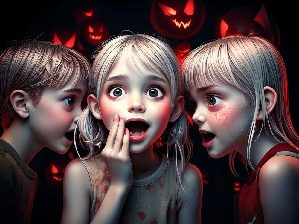 Firefly A group of kids that gossip, with a black backgroud with evil emojis 30573