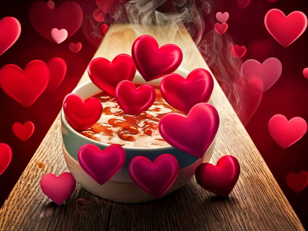 Firefly a bowl with hot food with many hearts in different colors 11037