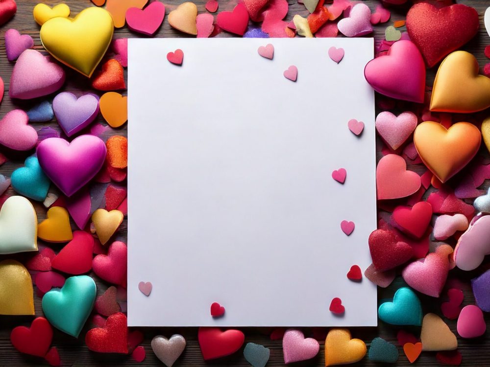 Firefly a important white paper in a a4 format with a lot of hearts in many different colors in the