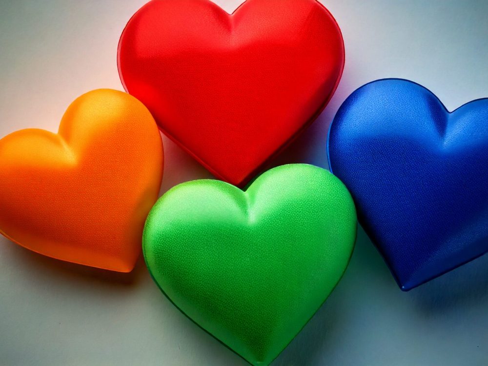Firefly four hearts in the color orange, blue, red and green 88847